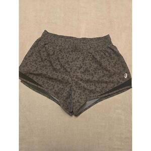 Asics Grey/Black Leopard  Patterned Running Short (M)